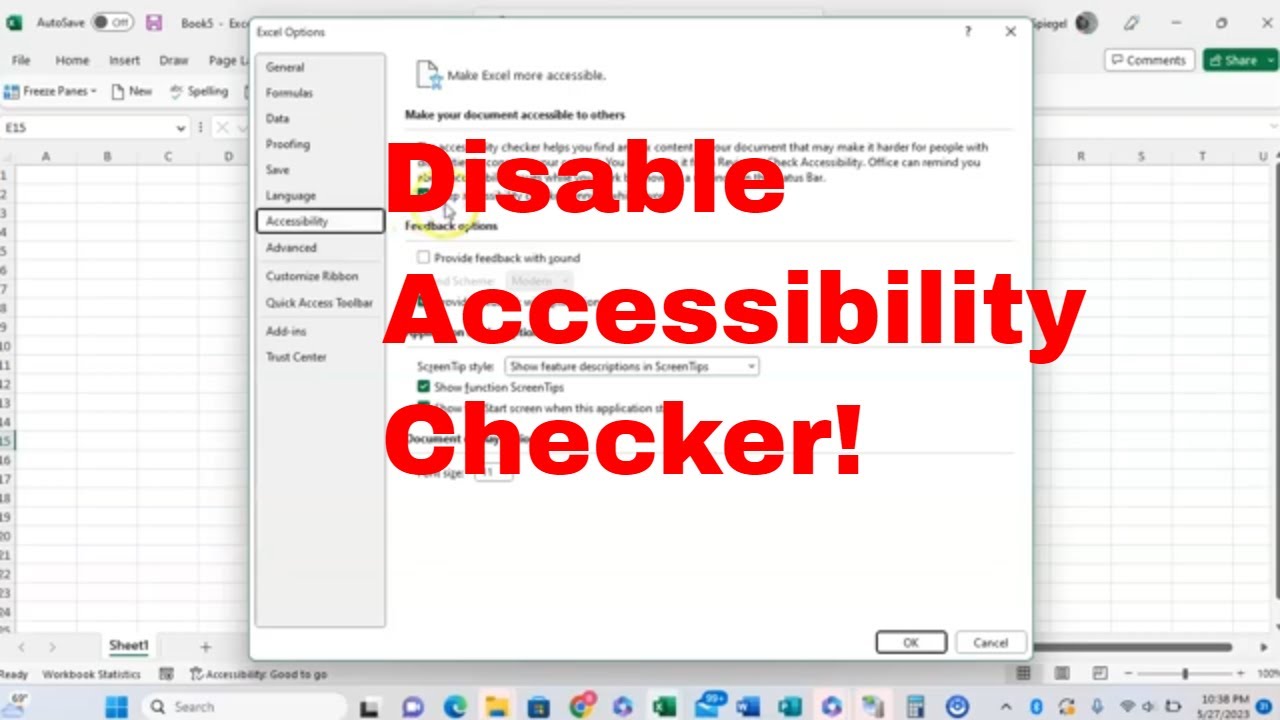 Disable Accessibility Checker in Excel to Help Make Your Workbooks Run Faster! #wow