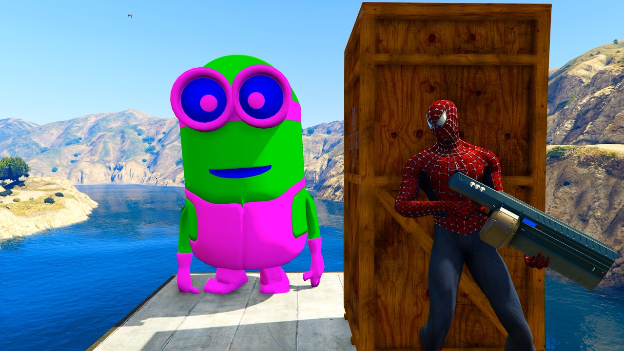 GTA 5 Funny Ragdoll Spiderman vs Blue Minion and Red Tung Tung Sahur Epic Eps #3