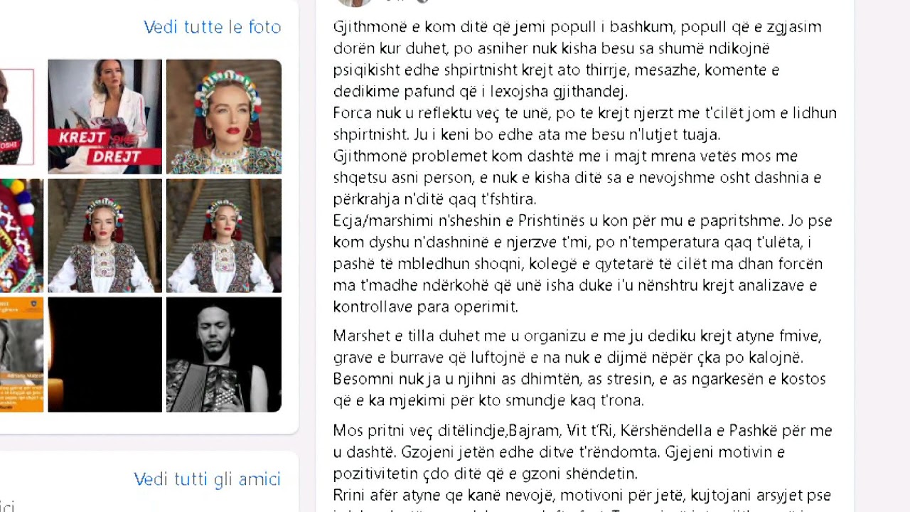 Top Channel/ Mesazhi prek&euml;s i aktores Adriana Matoshi q&euml; po lufton me s&euml;mundjen e keqe