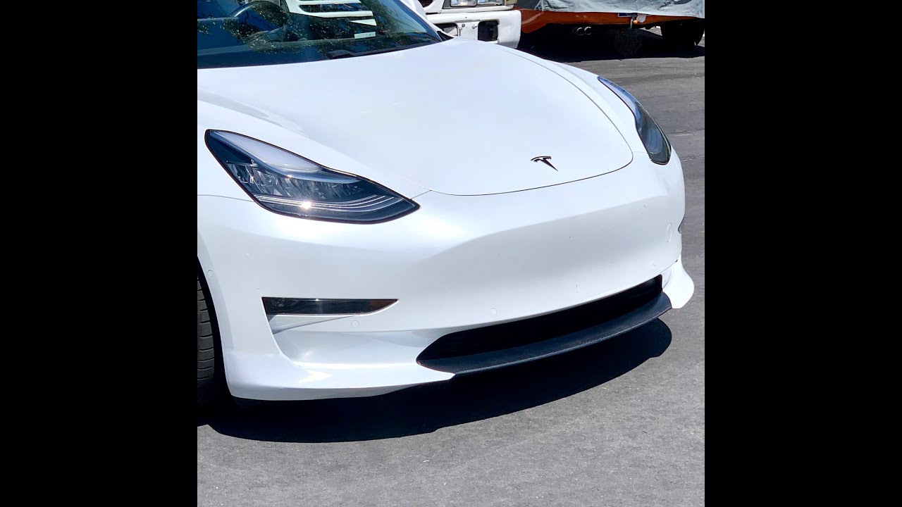 TESLA Model 3 Carbon Fibre Front Lip Spoiler - 1 person Installation Method