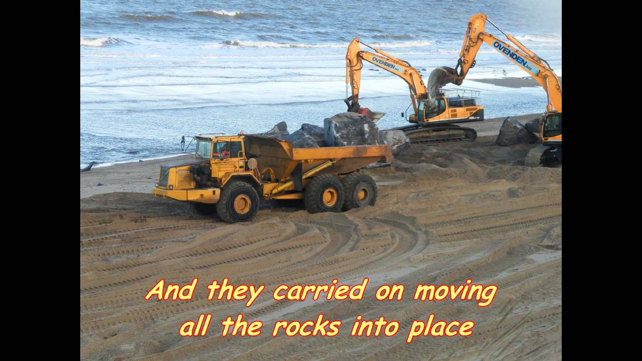 The rebuild on the beach . . . replacing the groynes