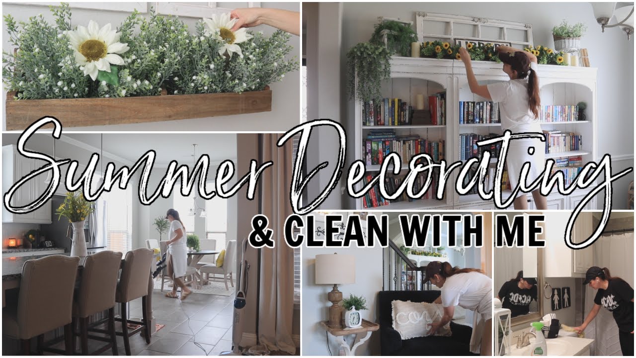 SUMMER CLEAN AND DECORATE WITH ME | LIBRARY AND LIVING ROOM DECOR