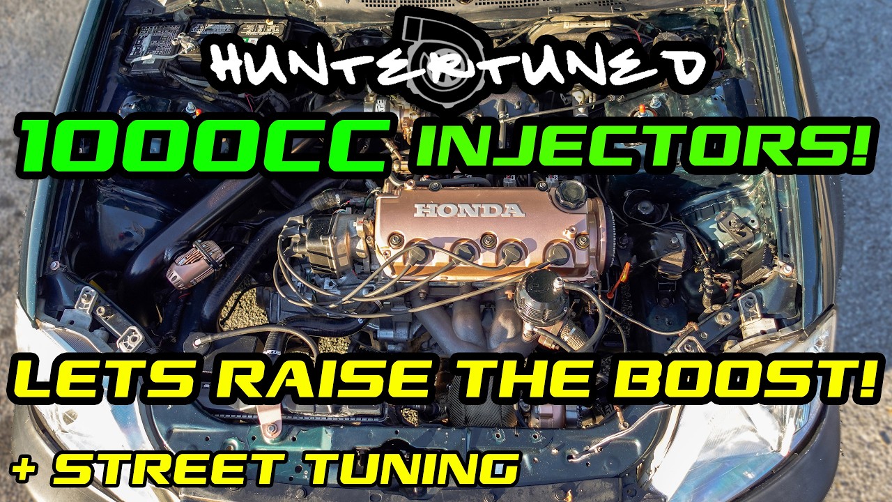 Turbo D16 Honda Civic Hits 11PSI on NEW Hunter Tuned 1000cc Injectors!