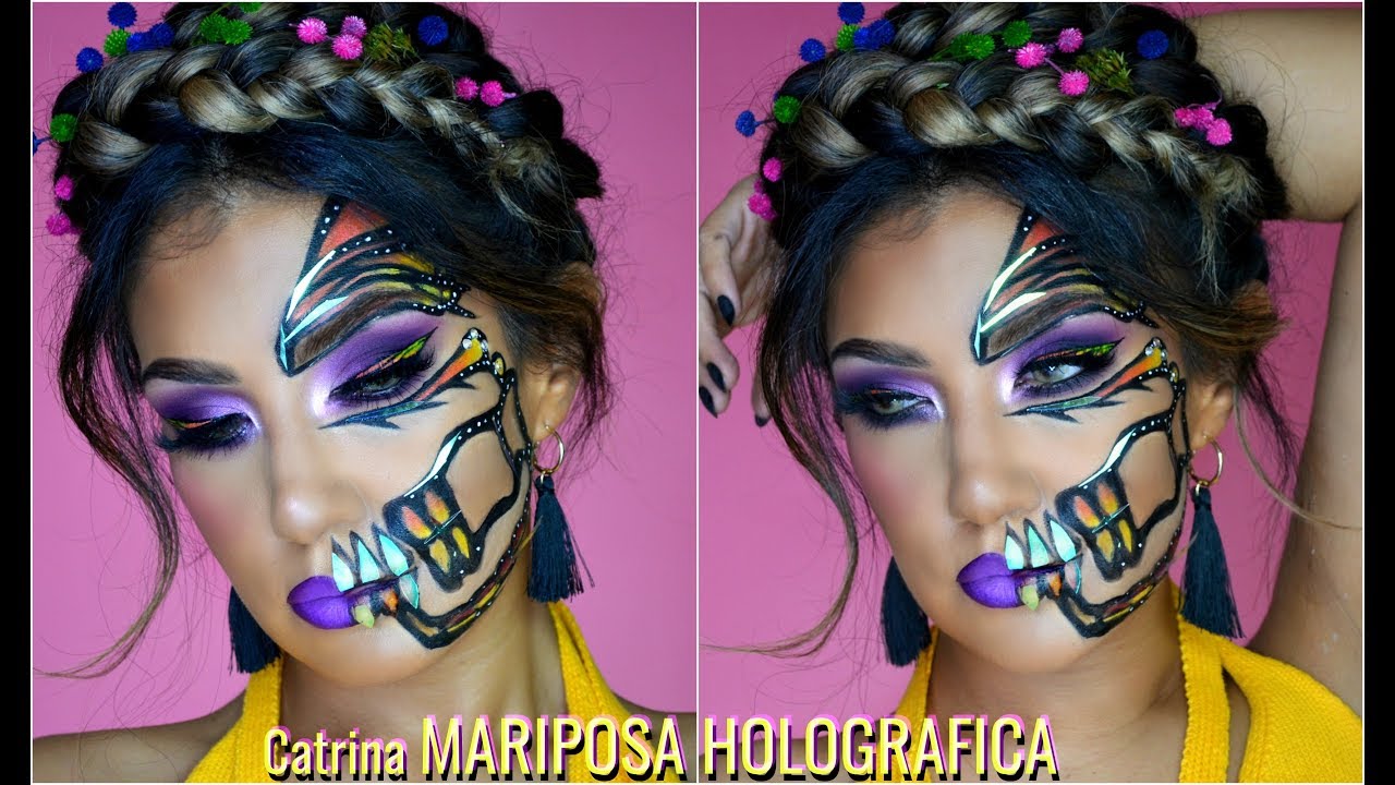💀Catrina MARIPOSA HOLOGRAFICA /  🎃Sugar Skull Holographic Butterfly | auroramakeup