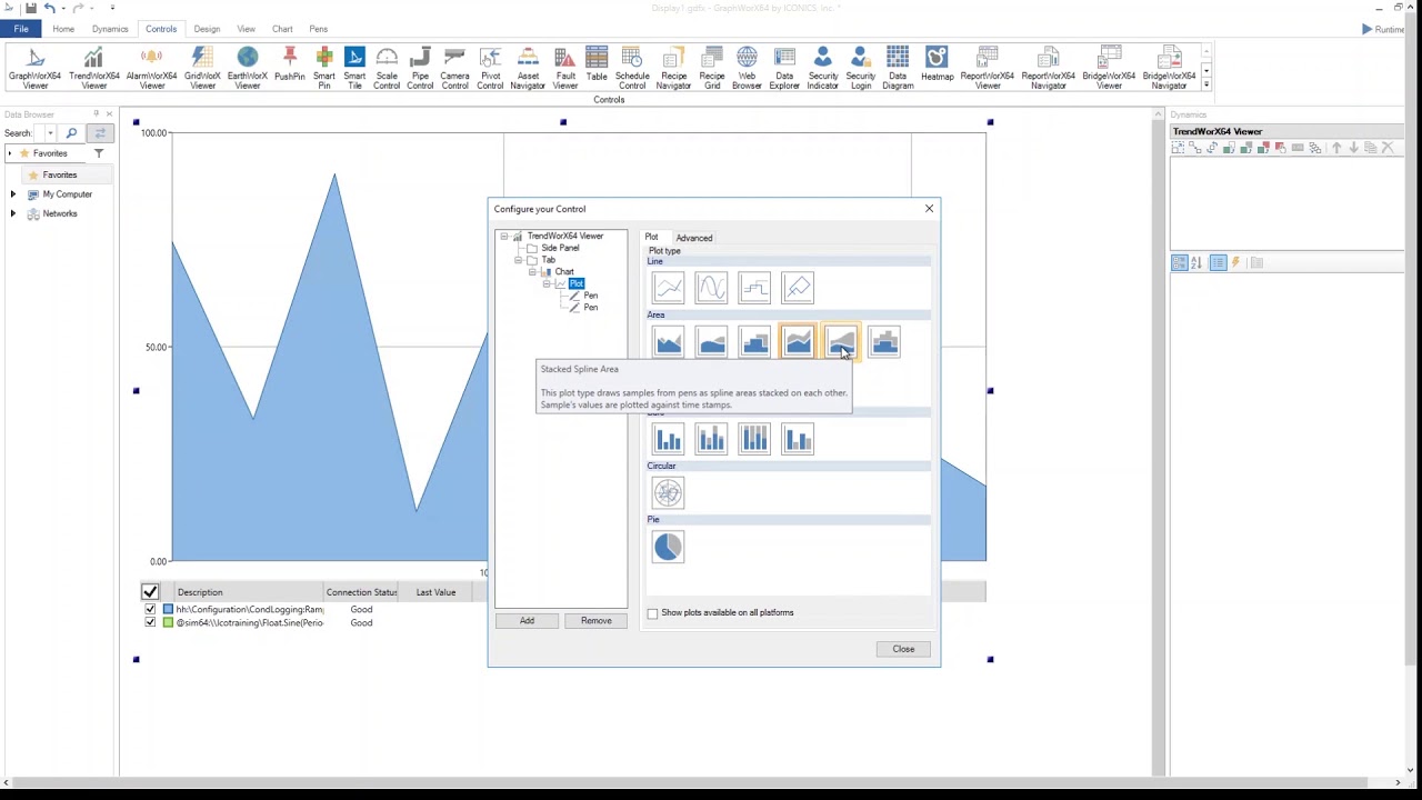 Iconics GraphWorx Trend Viewer 4 Adjusting the Plot Type of a Trend Viewer