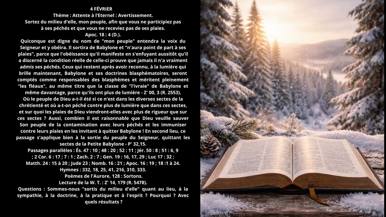 MANNE CÉLESTE - 4 FÉVRIER