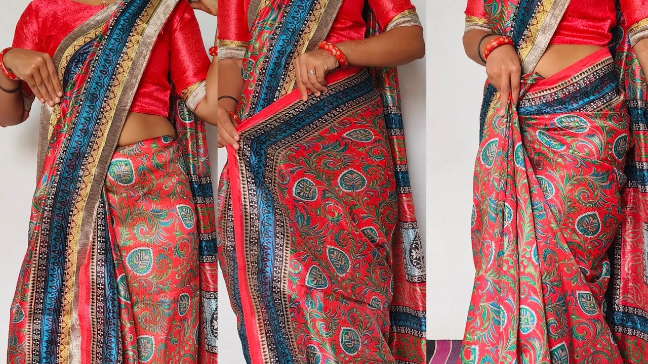 How to make perfect hip pleats in cotton saree draping tutorial for beginners/wedding special