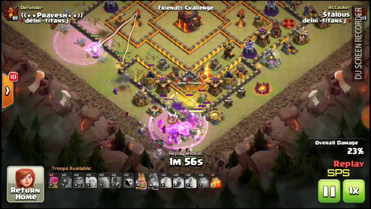 Th9 (max) vs Th10 (max) attack strategy BWHW Troop combination 80% Damage 2017