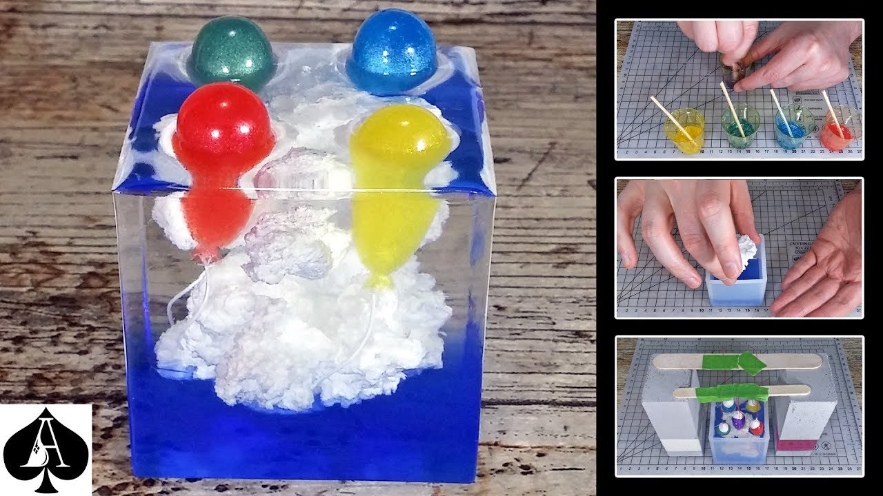 Balloons in the Clouds Epoxy Resin Cube Paperweight | Ivory Soap Microwave Technique | DIY