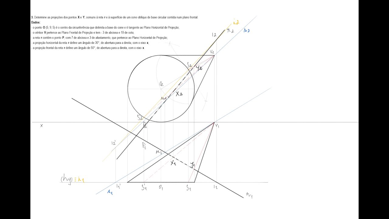 Exame Nacional de Geometria Descritiva A de 2023 (1ª Fase) - Exercício 3