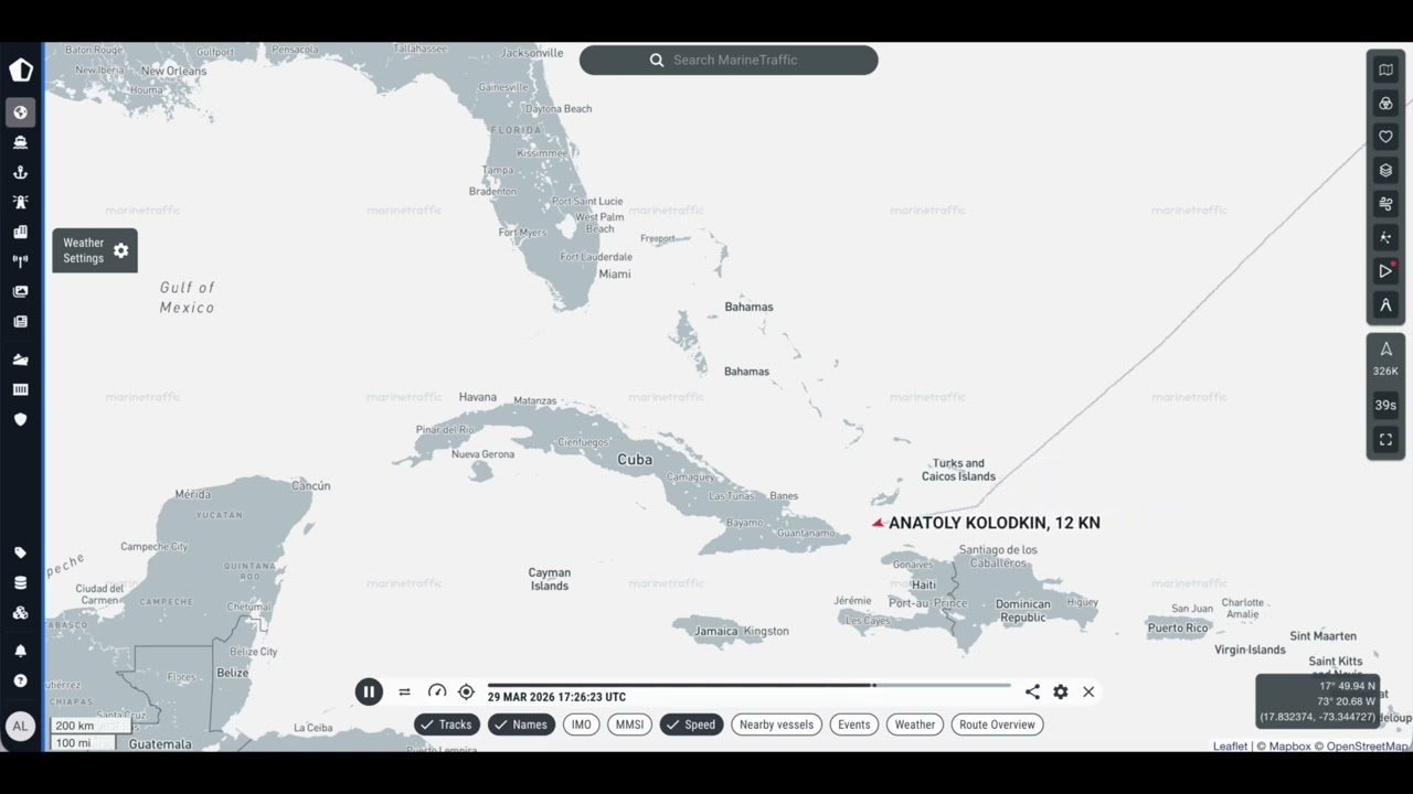 Marine-Traffic Animation Shows Russian Oil Tanker Reaching Cuban Port