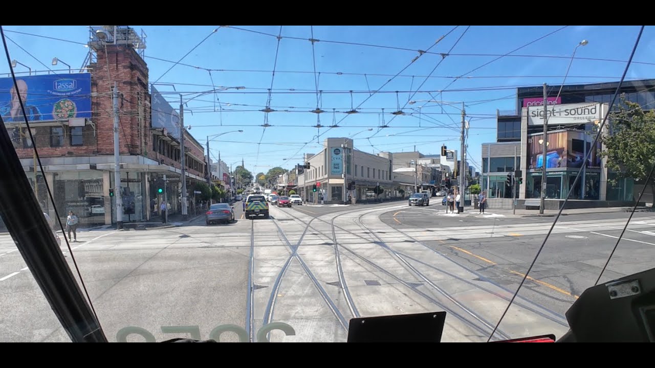 Driver's View Tram 75 City to Camberwell Junction. Melbourne.
