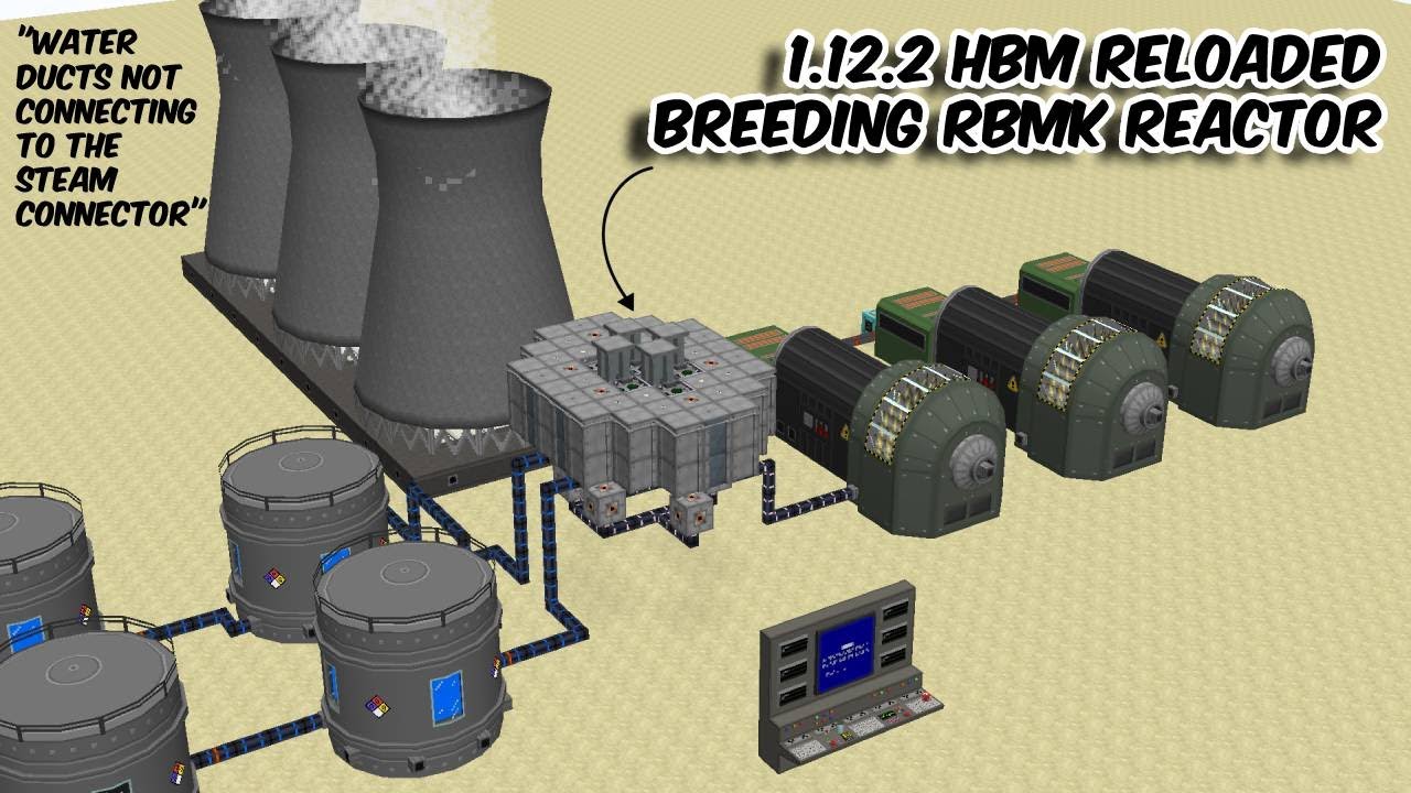 Как создать реактор РБМК в версии HBM «1.12.2» (перезагрузка) — водоводы не подключаются к паровы...