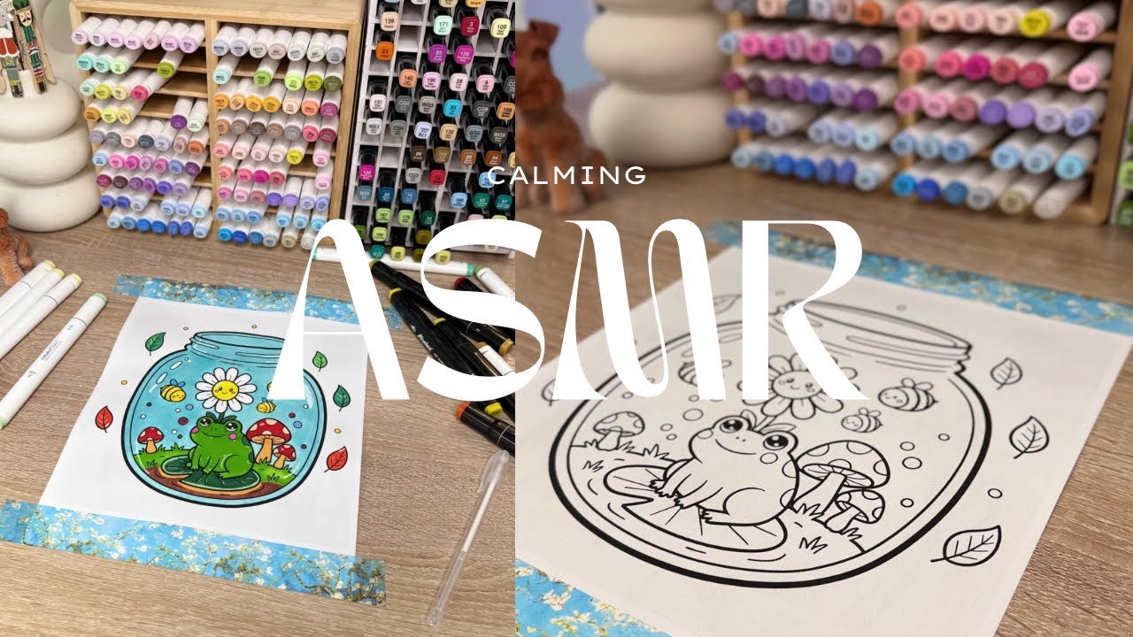 🐸 Therapeutic ASMR Coloring Session🐸 | Ohuhu or Abeier Markers? | No Talking ASMR