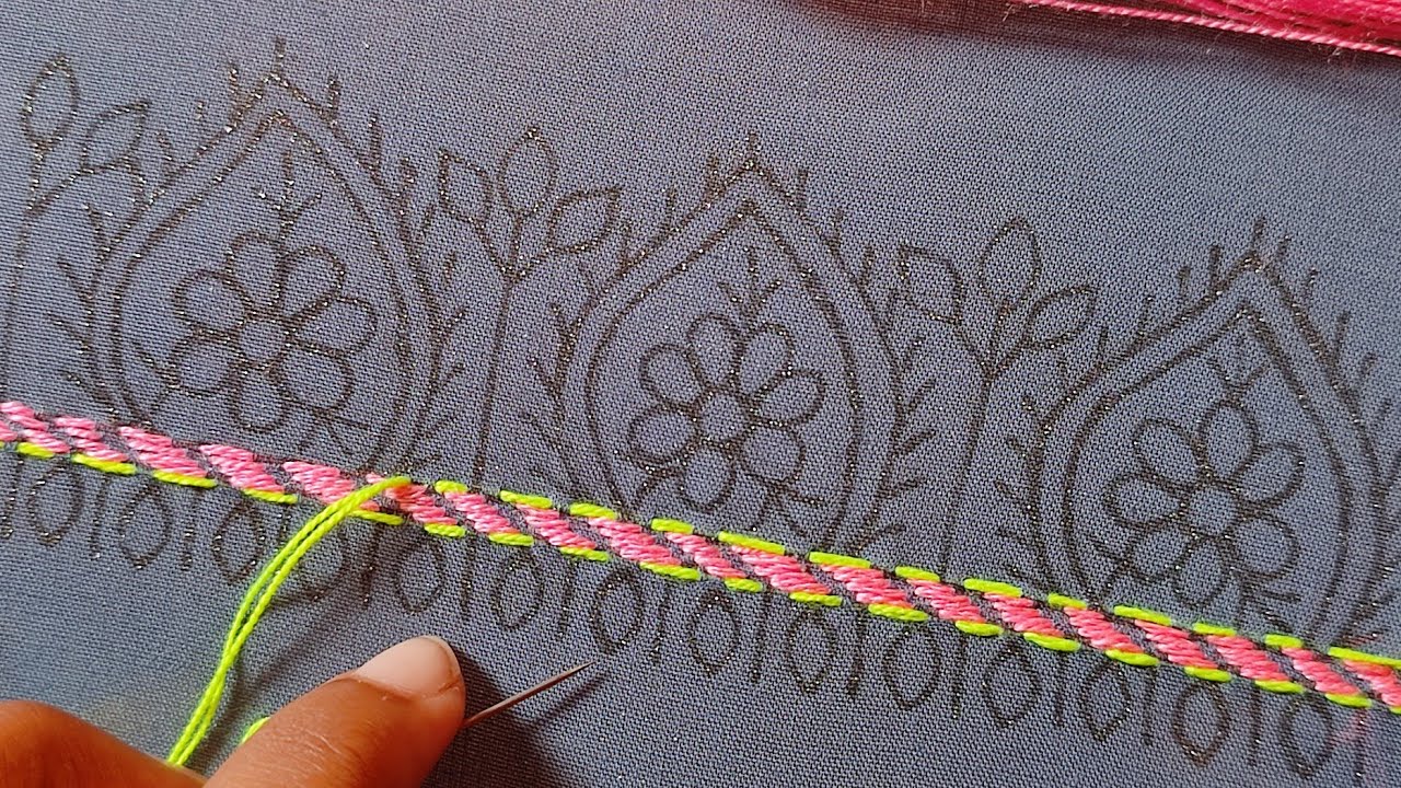 Hand embroidery design easy borderline,হাতের কাজের জামার ডিজাইন জামা,ওড়না,শারি,ফ্রক