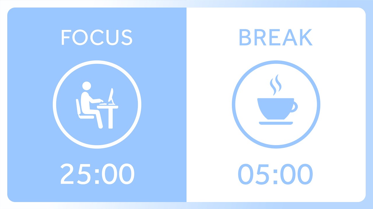 25/5 Pomodoro Timer 2 Hours with White Noises | Session of Study, Work & Concentration