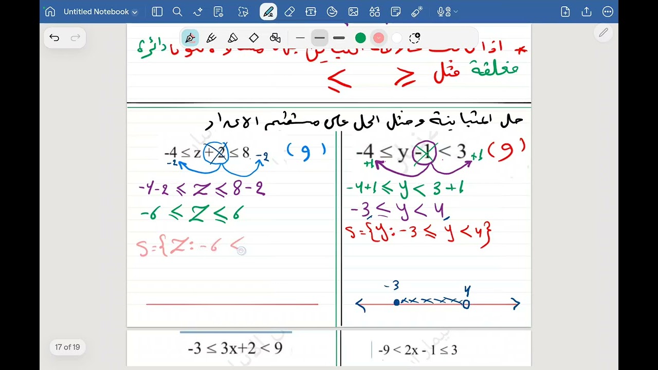 المتباينة المركبة ثالث متوسط