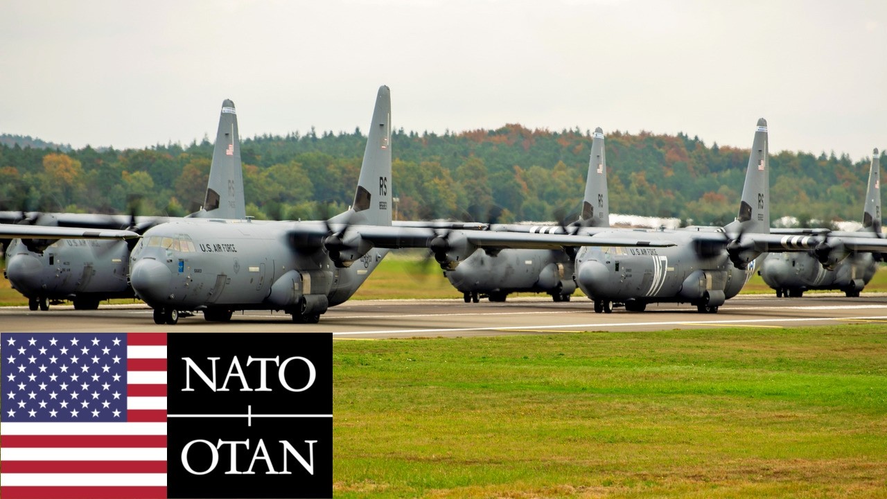 ВВС США, НАТО. Самолёт C-130J Super Hercules во время крупных военных учений в Германии.