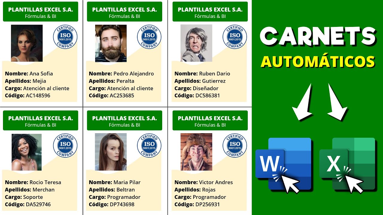 Cómo Crear CARNETS de IDENTIFICACIÓN Automáticos con Word y Excel (Imprimirlos Masivamente)