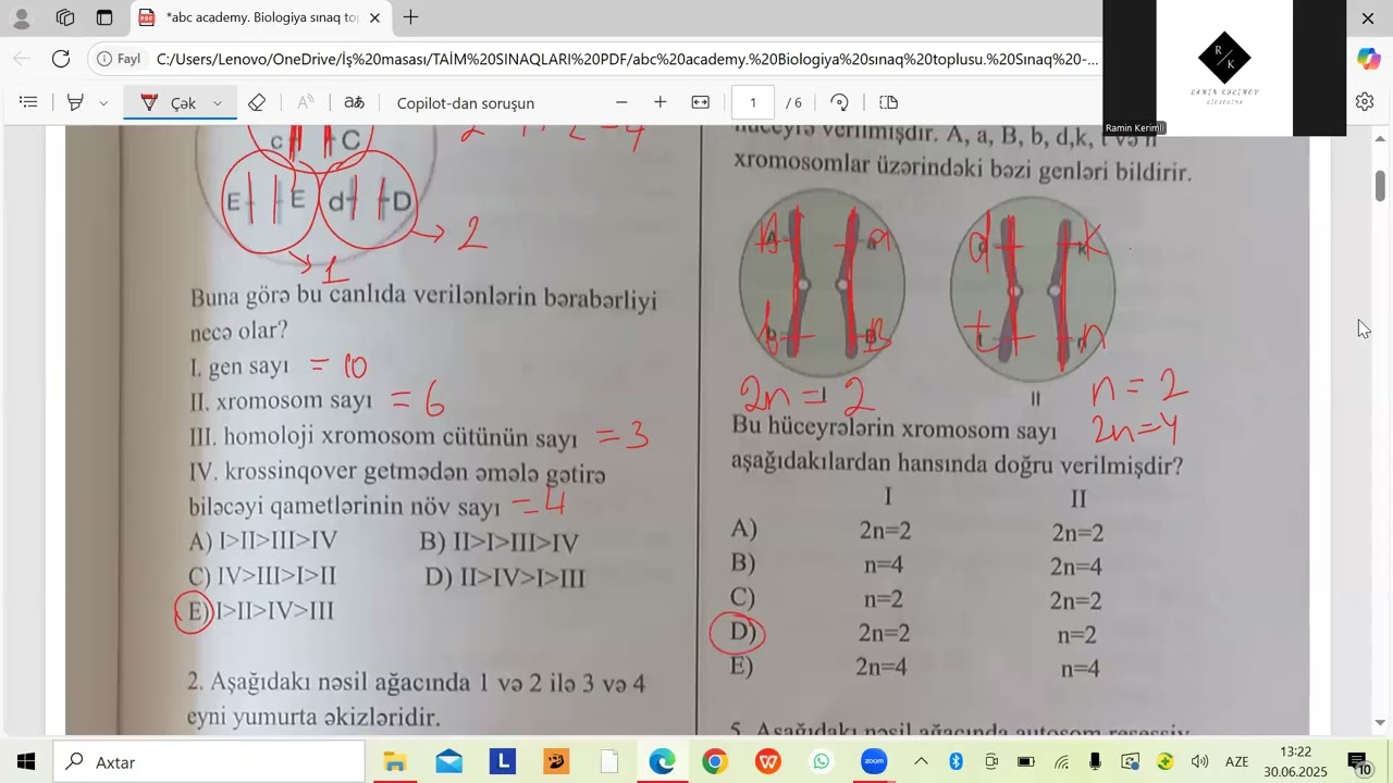 abc academy biologiya sınaq toplusu. Sınaq-22. MİQ və abituriyent hazırlığı. Əlaqə: 055-634-73-41