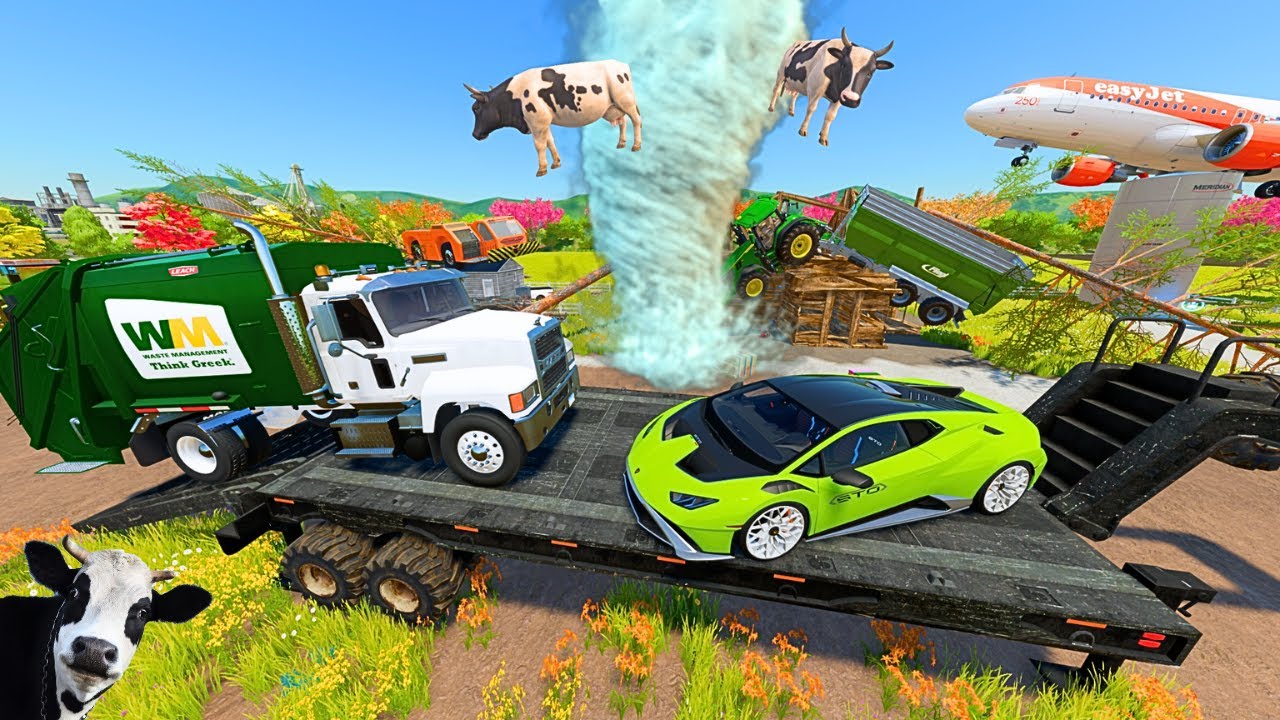 Garbage Truck clean up and collecting Trash to help tornado destroyed town | Farming Simulator 22