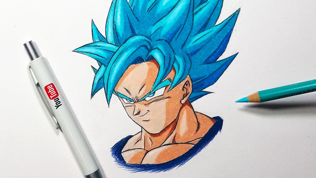 Tutorial: How To Draw Goku Super Saiyan BLUE! - Step By Step