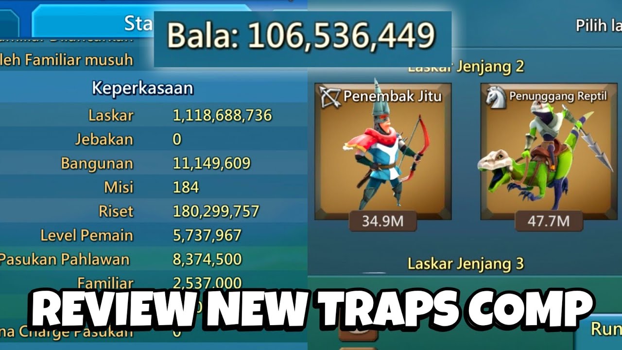 Titan F2P Rally Traps Menuju 200M Pasukan !! Review Lengkap Pasukan Terbanyak Di Dunia Lords Mobile