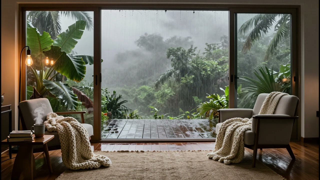 Cozy Rainy Jazz 4K ☕ 50 minutes of Dreamy, Relaxing Background Music