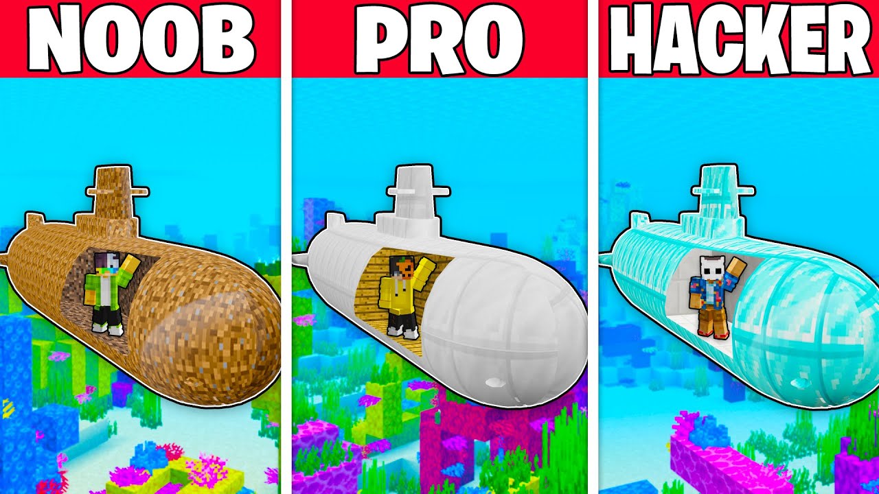 NOOB vs PRO vs HACKER: DENİZALTI YAPI KAPIŞMASI! - Minecraft