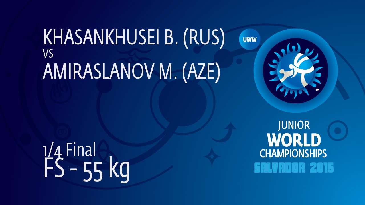 1/4 FS - 55 kg: M. AMIRASLANOV (AZE) df. B. KHASANKHUSEI (RUS), 11-2