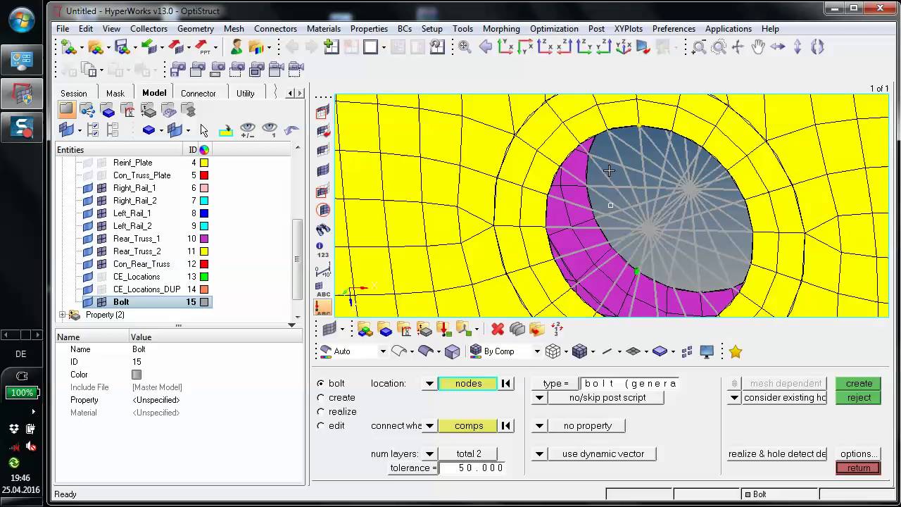 Hypermesh HM3420 Creating Bolt Connectors