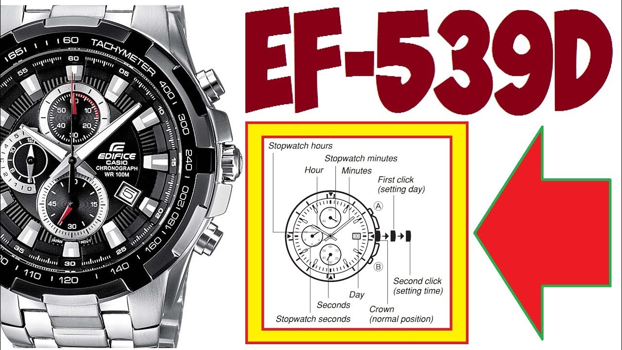 Casio Edifice EF-539D-1A set time, date, chronograph