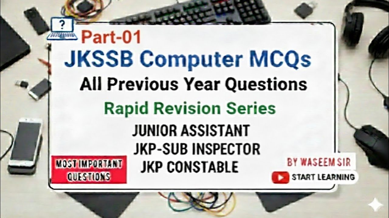 Jkssb//COMPUTER MCQS//ALL PREVIOUS YEAR questions//important for junior assistant, jkp-constable, si