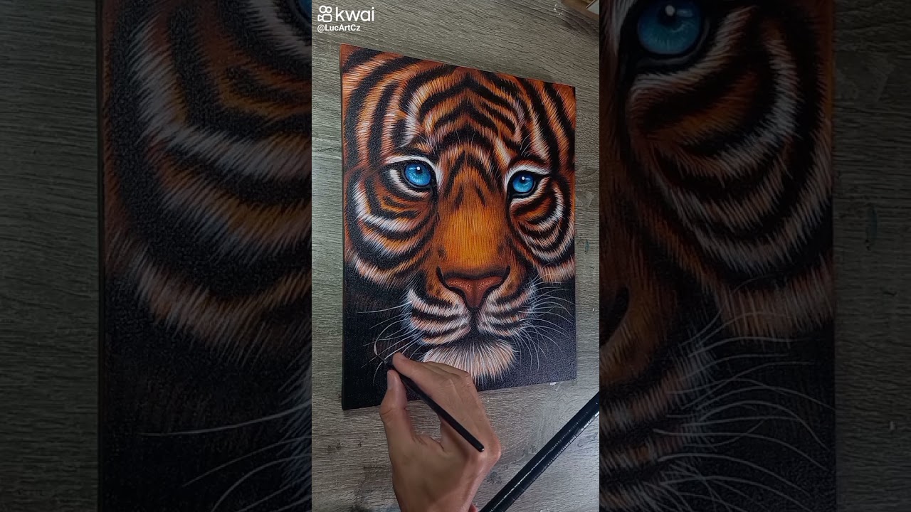 Pintura manual em tela 🐯🖌#art #pintura #paintingcanvas #artpainting #pinturaemtela #details#painting