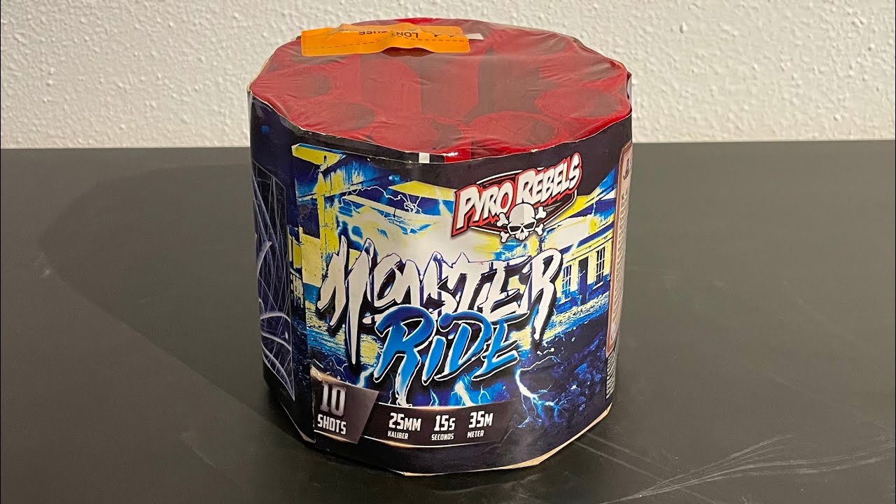 Monster Ride 2x : Vuurwerkmania : 10 Shots : 123 Gram : 25mm : Straatfilm