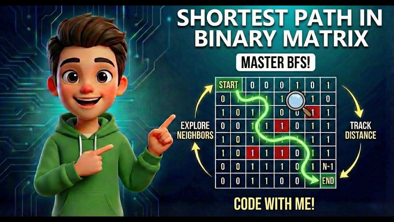 Shortest Path in Binary Matrix (Why BFS?) | DSA Queue Series