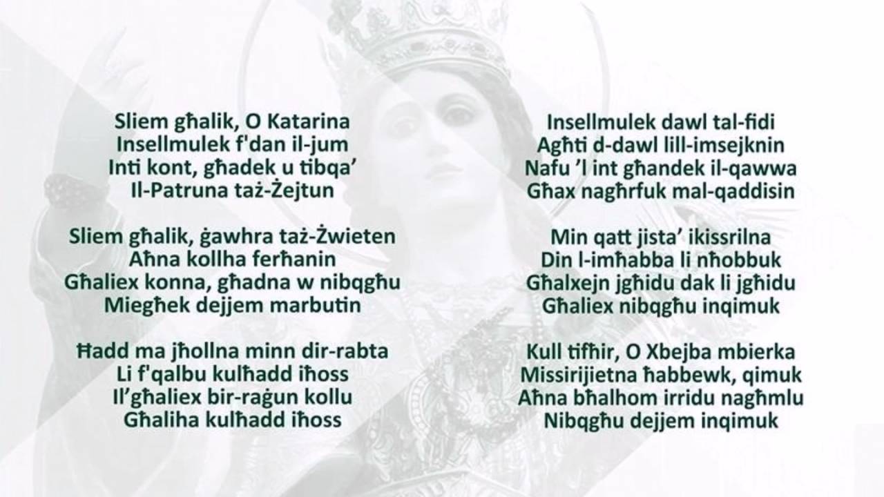 Innu Marċ - Sliem Għalik, O' Katarina