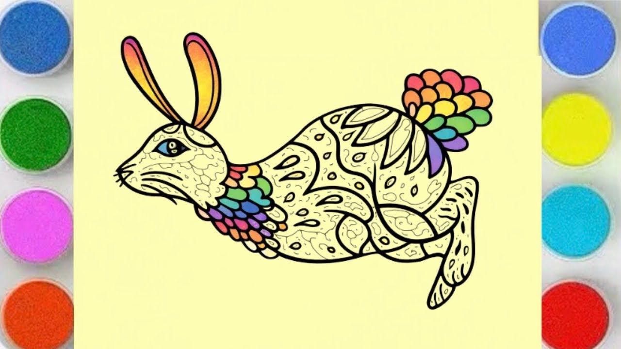 Sand painting & coloring | cute rabbit for Kids & toddlers