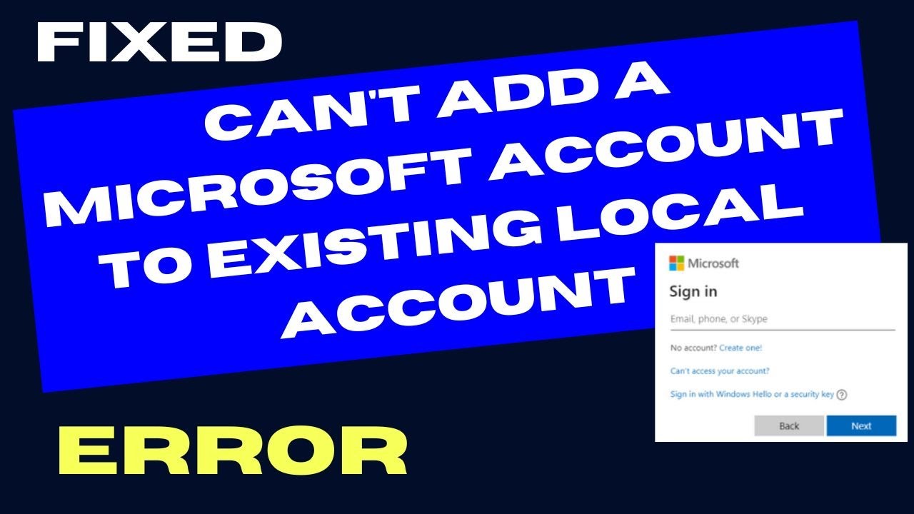 Ошибка добавления учетной записи Microsoft к существующей локальной учетной записи в Windows 11/1...
