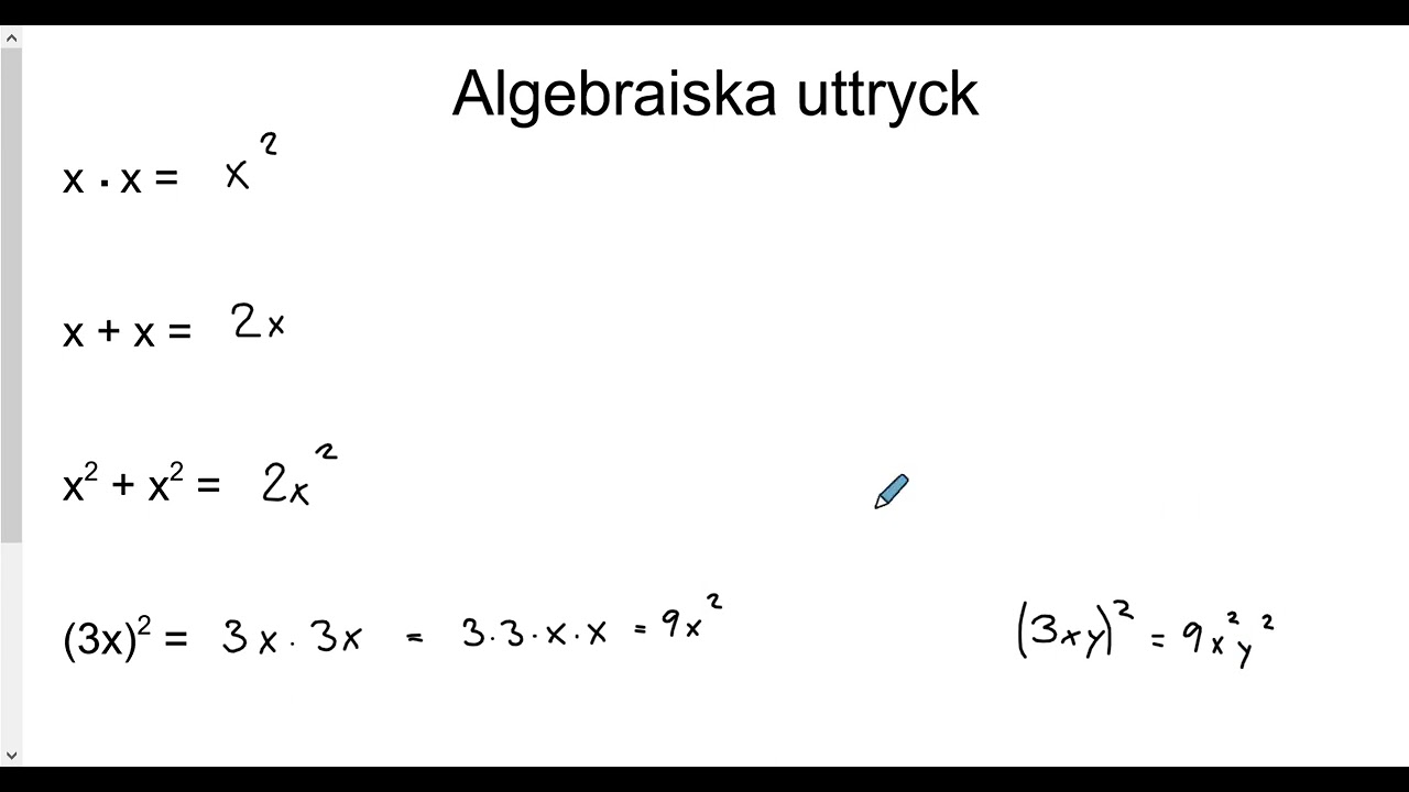 Matematik 2b: Repetition av algebraiska uttryck
