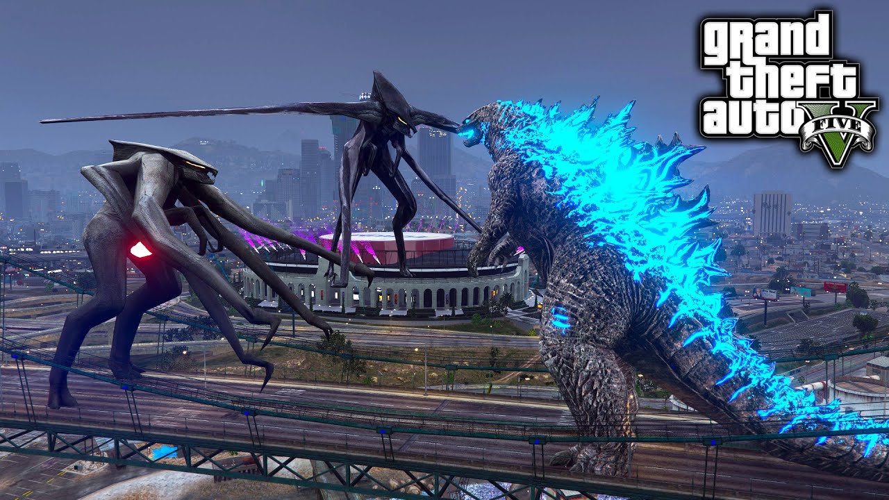 Godzilla 2014 Vs Muto Female & Muto Male Cinematic ( GTA V Mods )