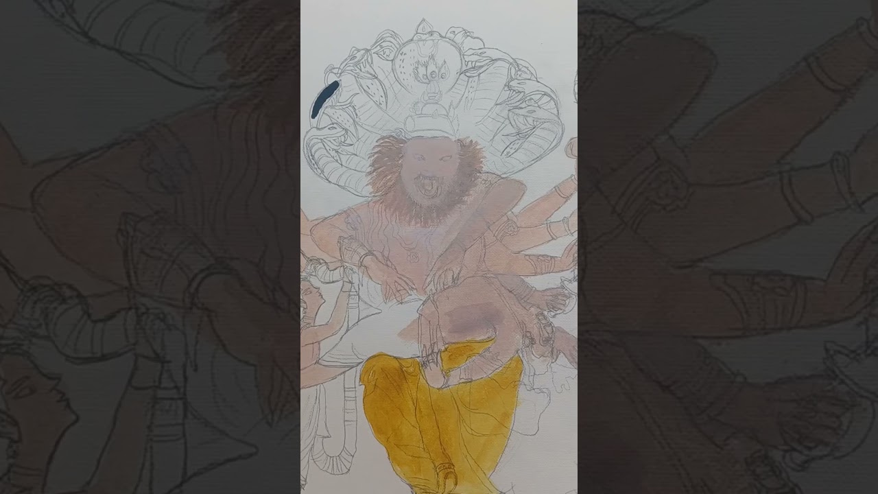 #Mahavatar laxminarasimha swamy painting on canvas🎨