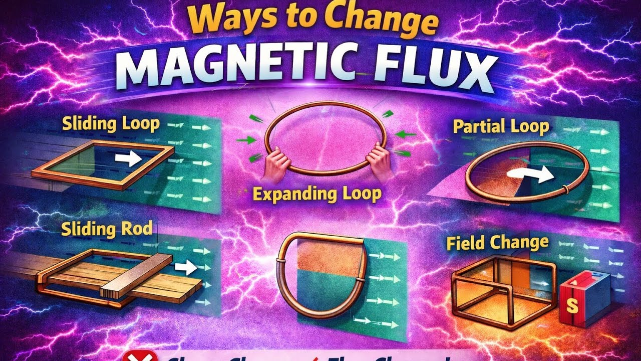 Lec.6 | Ways of Changing Magnetic Flux | Area, Field, Angle & Motion Explained | Class 10–12