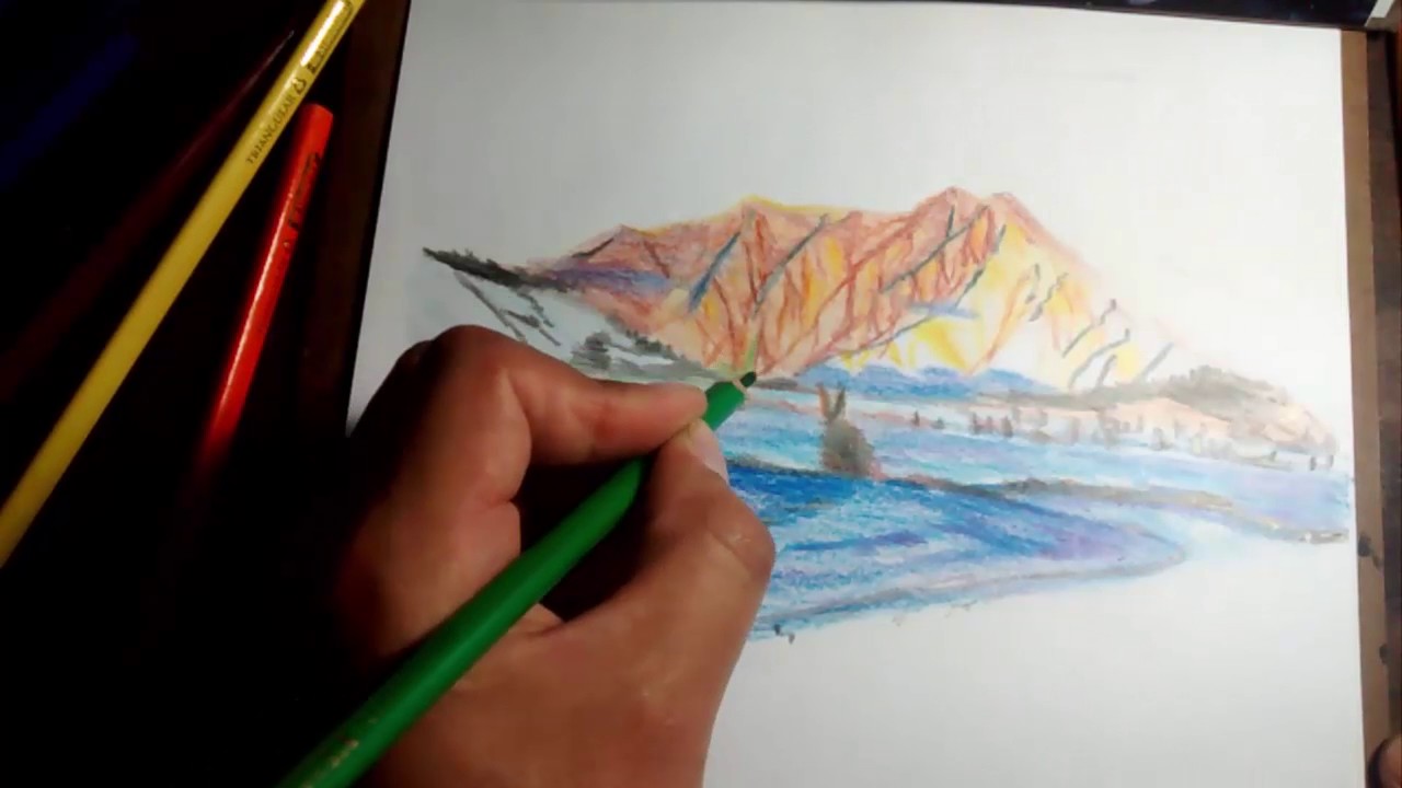 Paisaje en lápices de colores