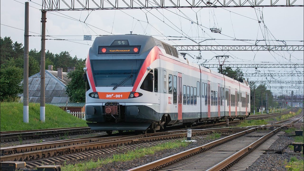 электричка Минска ЭПг 001 ТЧ-9 маршрут Красное Знамя-Минск пассажирский