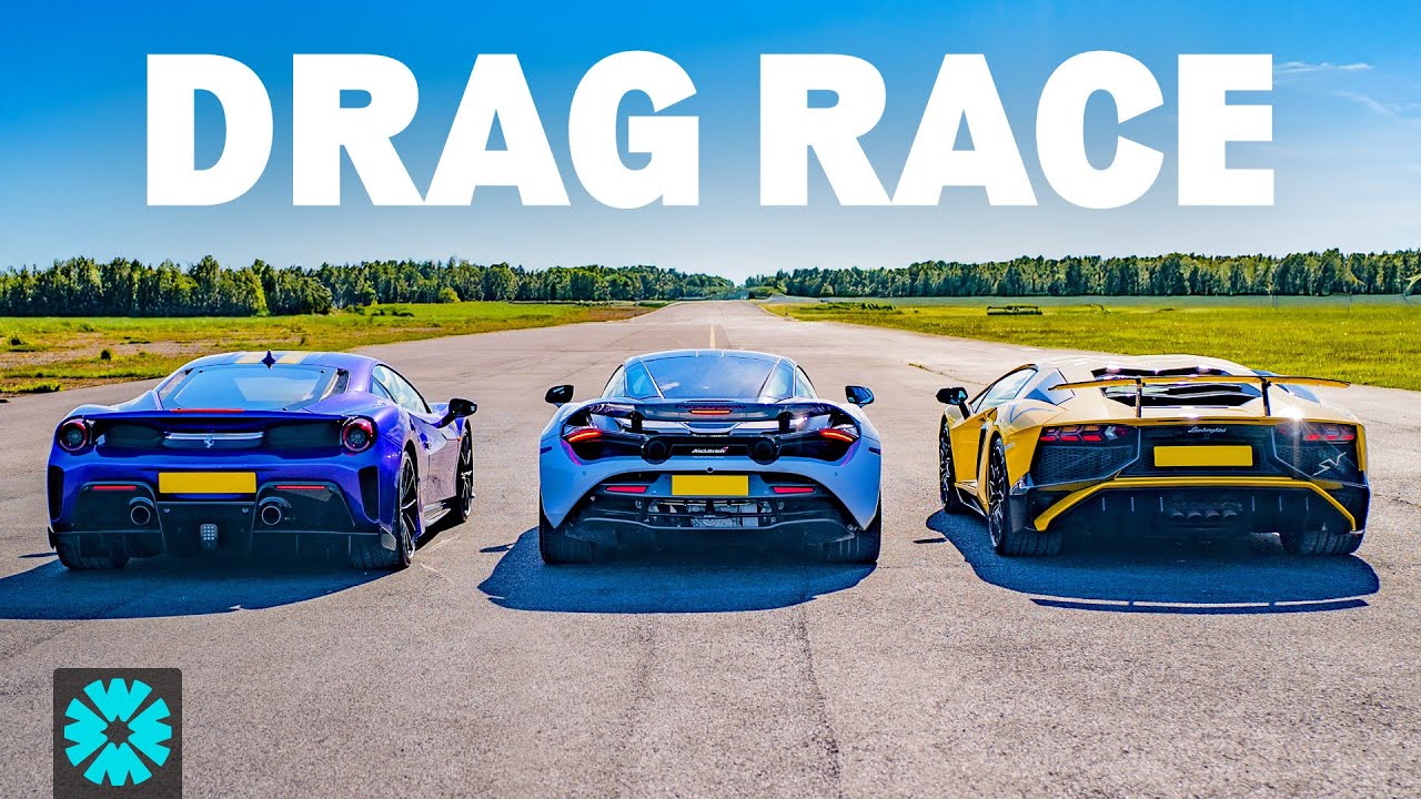 ДРЭГ-РЕЙС: Ferrari 488 против McLaren 720S против Aventador SV