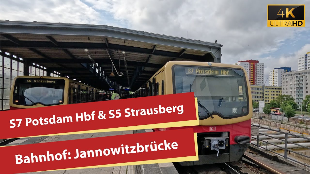 (4K) S-Bahn Berlin - Jannowitzbrücke, Einfahrt der S7 und S5