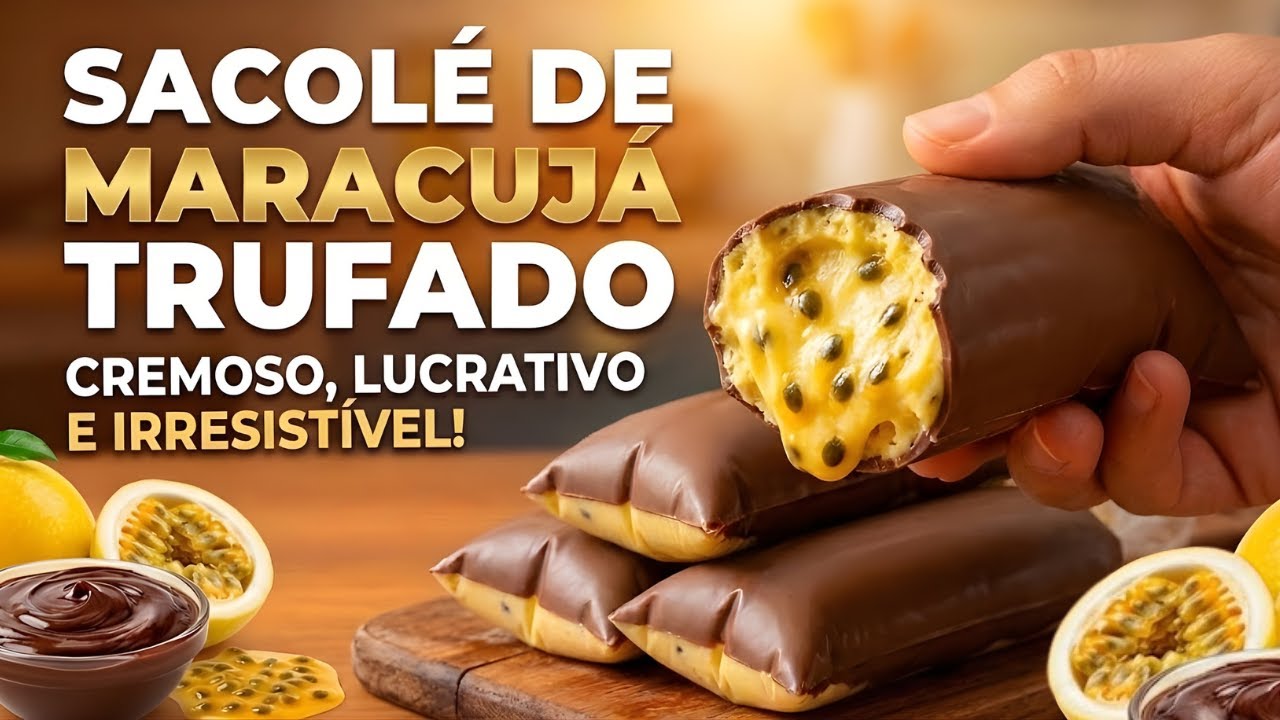 MARACUJÁ COM CHOCOLATE: Geladinho Gourmet Trufado (Feito com a Fruta Natural)
