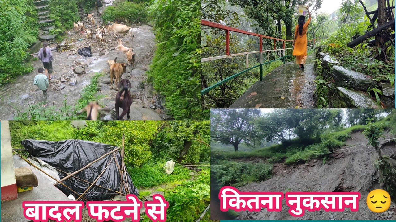 पहाड़ों में लगातार बारिश से कितना नुकसान हो रहा है 😑।। heavy rainfall mountain village।।