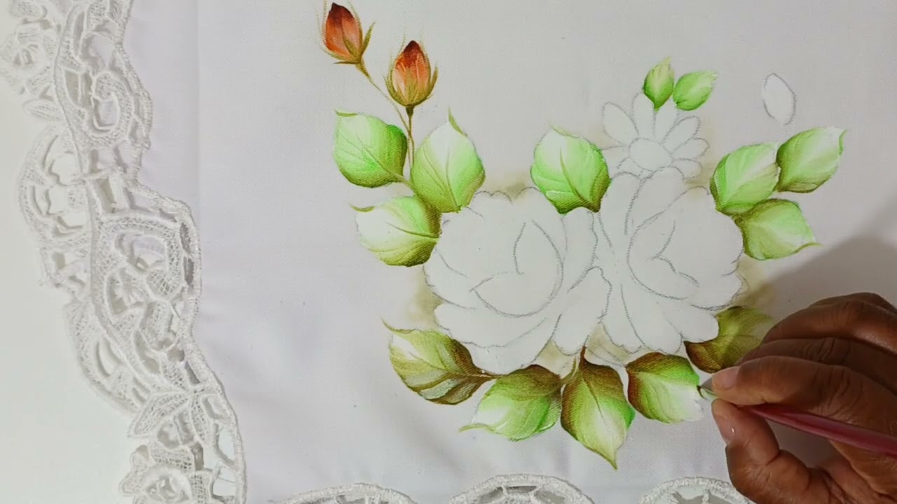 Vem pintar comigo!!!ROSAS em caminho de mesa.